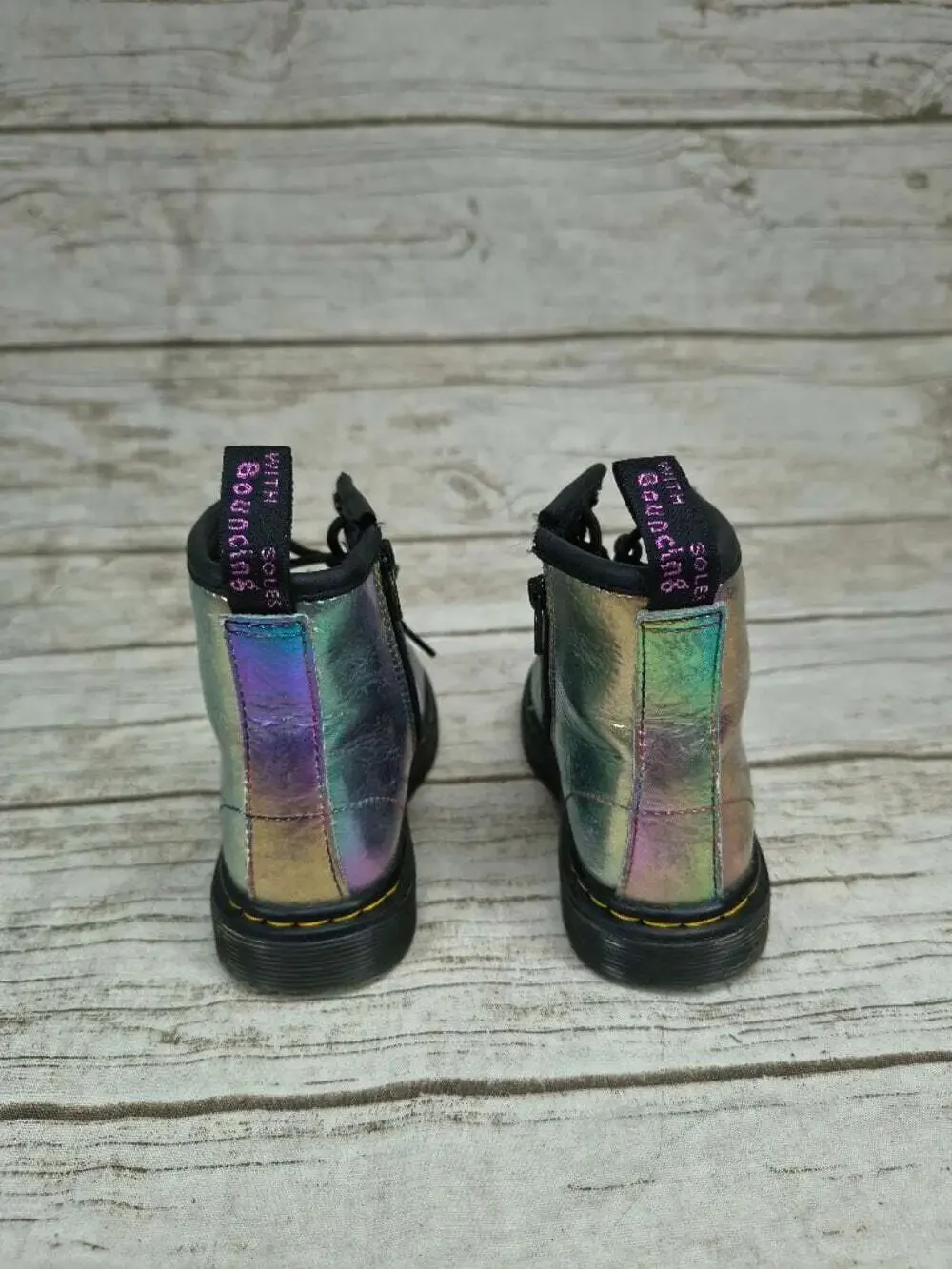Dr Martens Iridescent Youth Zip Closure Boots Size 9
